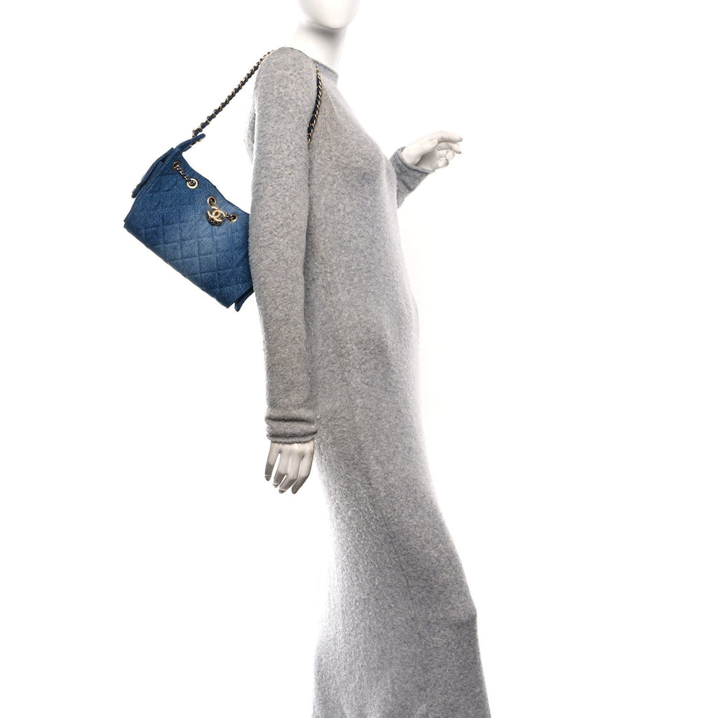 Chanel Washed Denim Quilted Mini Chanel 25 Handbag Blue