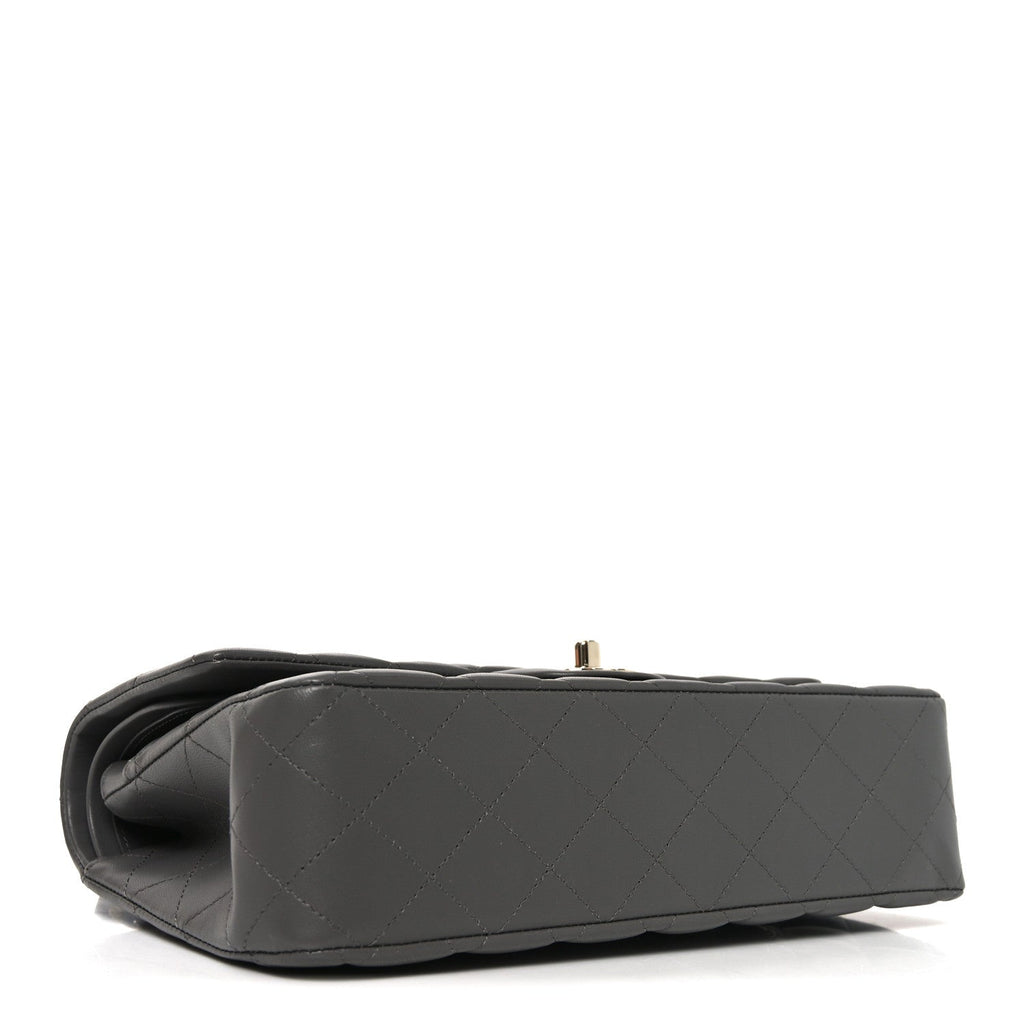 Chanel Lambskin Quilted Medium Double Flap Grey