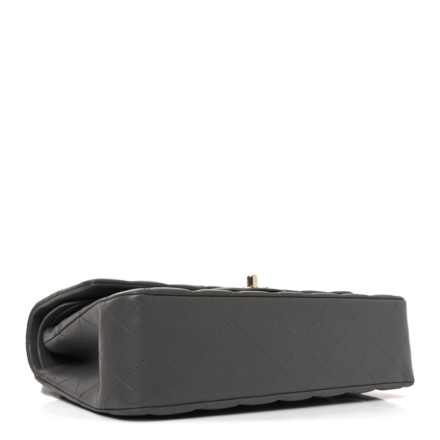Chanel Lambskin Quilted Medium Double Flap Grey