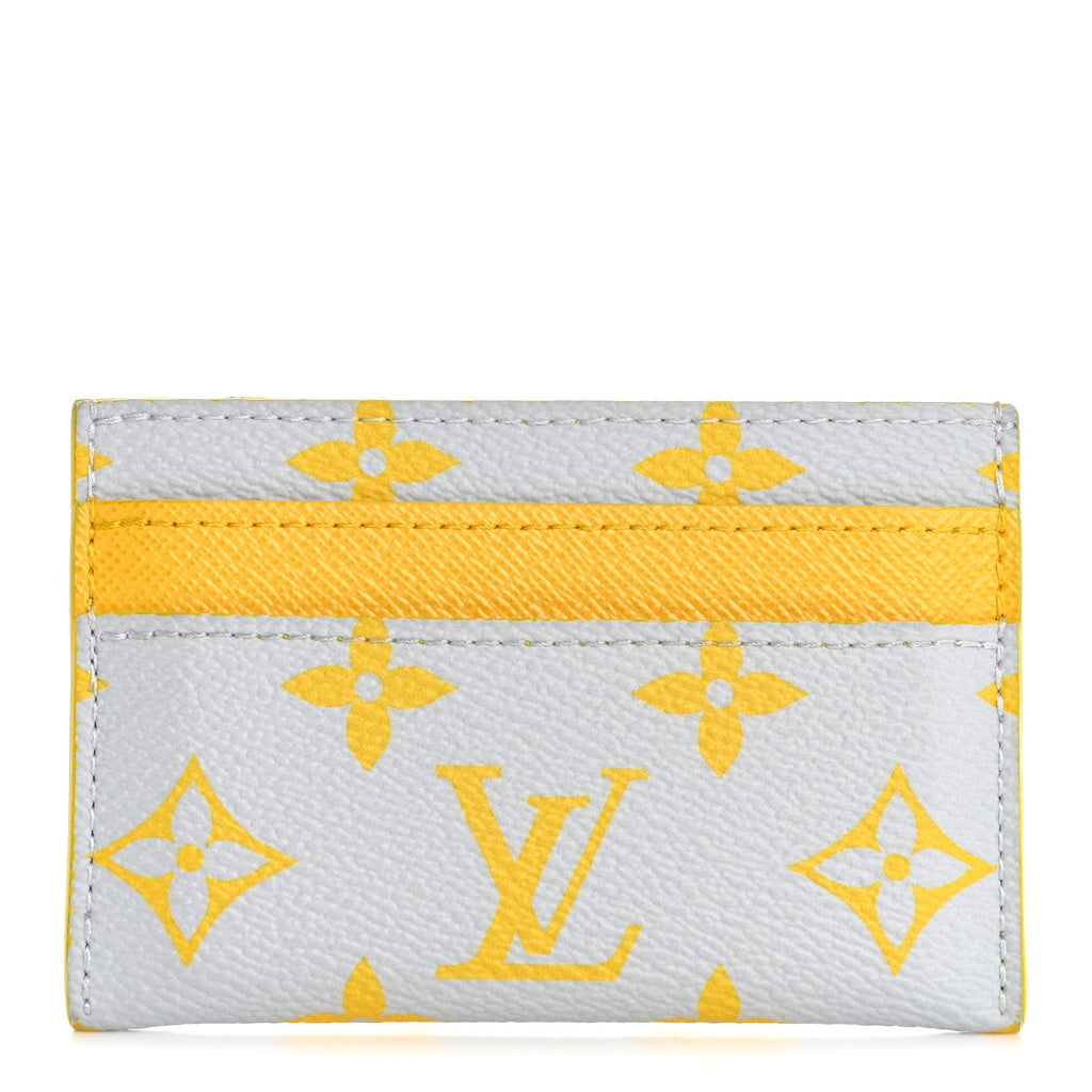 Louis Vuitton Monogram Glow Double Card Holder Gray Yellow