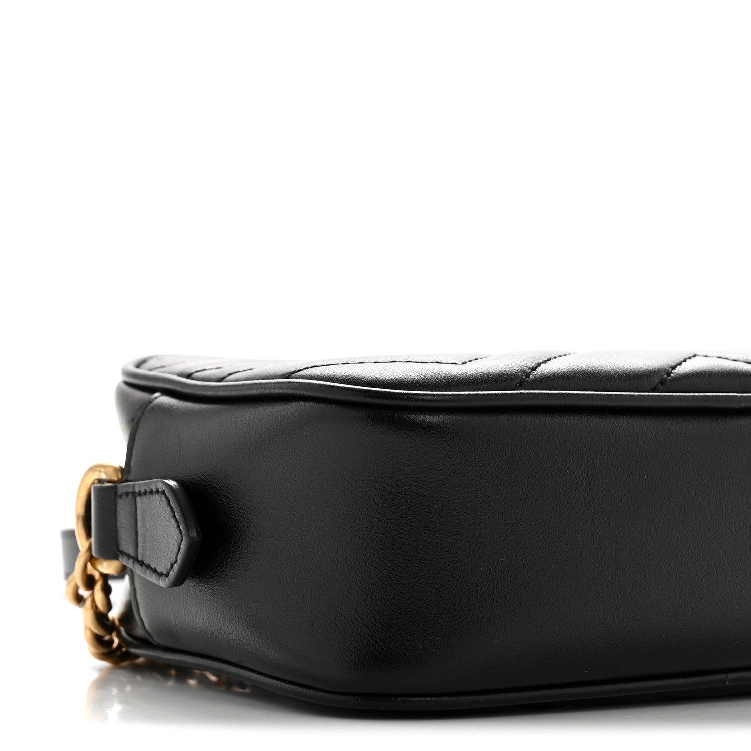 Gucci Calfskin Matelasse Mini GG Marmont Chain Shoulder Bag Black