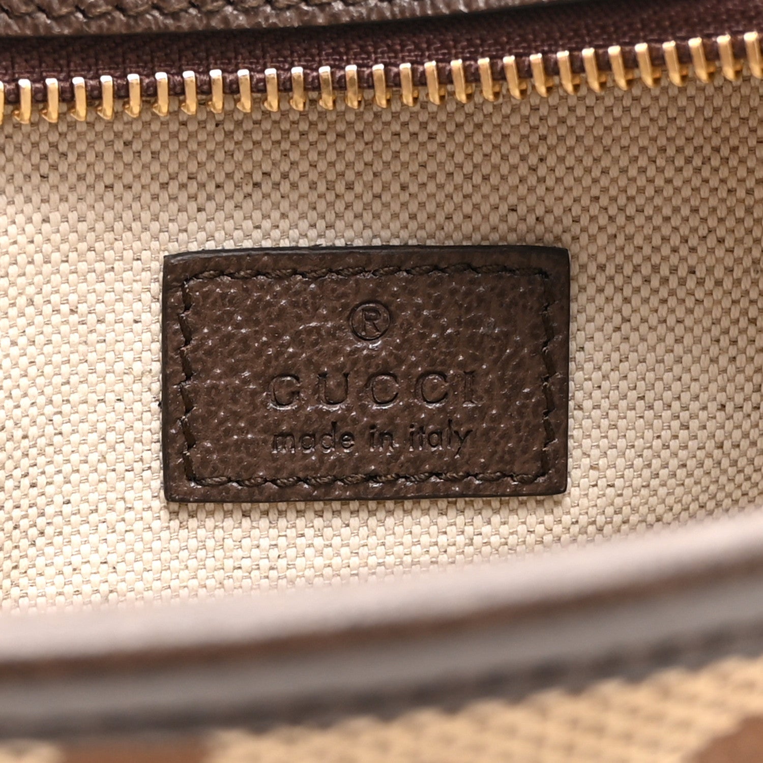 Gucci Monogram Jumbo GG Textured Dollar Calfskin Web Mini Crossbody Bag Camel Ebony New Acero