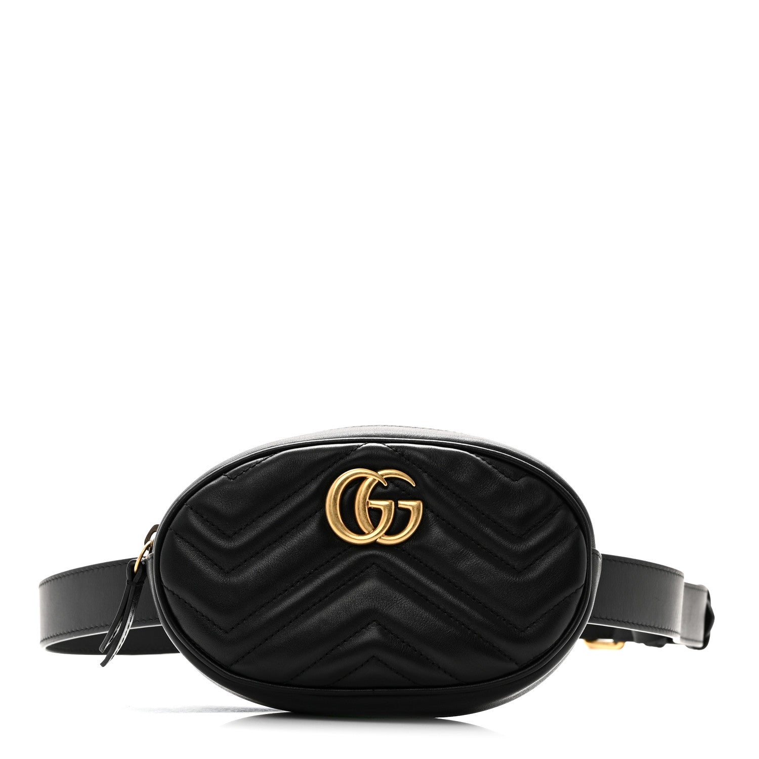 Gucci Calfskin Matelasse GG Marmont Belt Bag 85 34 Black