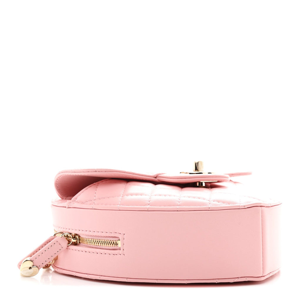 Chanel Lambskin Quilted Large CC In Love Heart Bag Light Pink