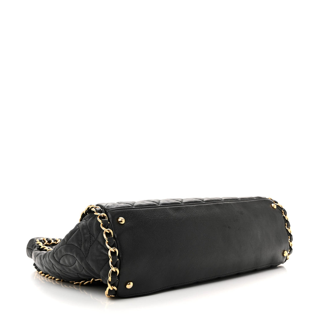 Chanel Calfskin Quilted Large Chain Me Hobo Black