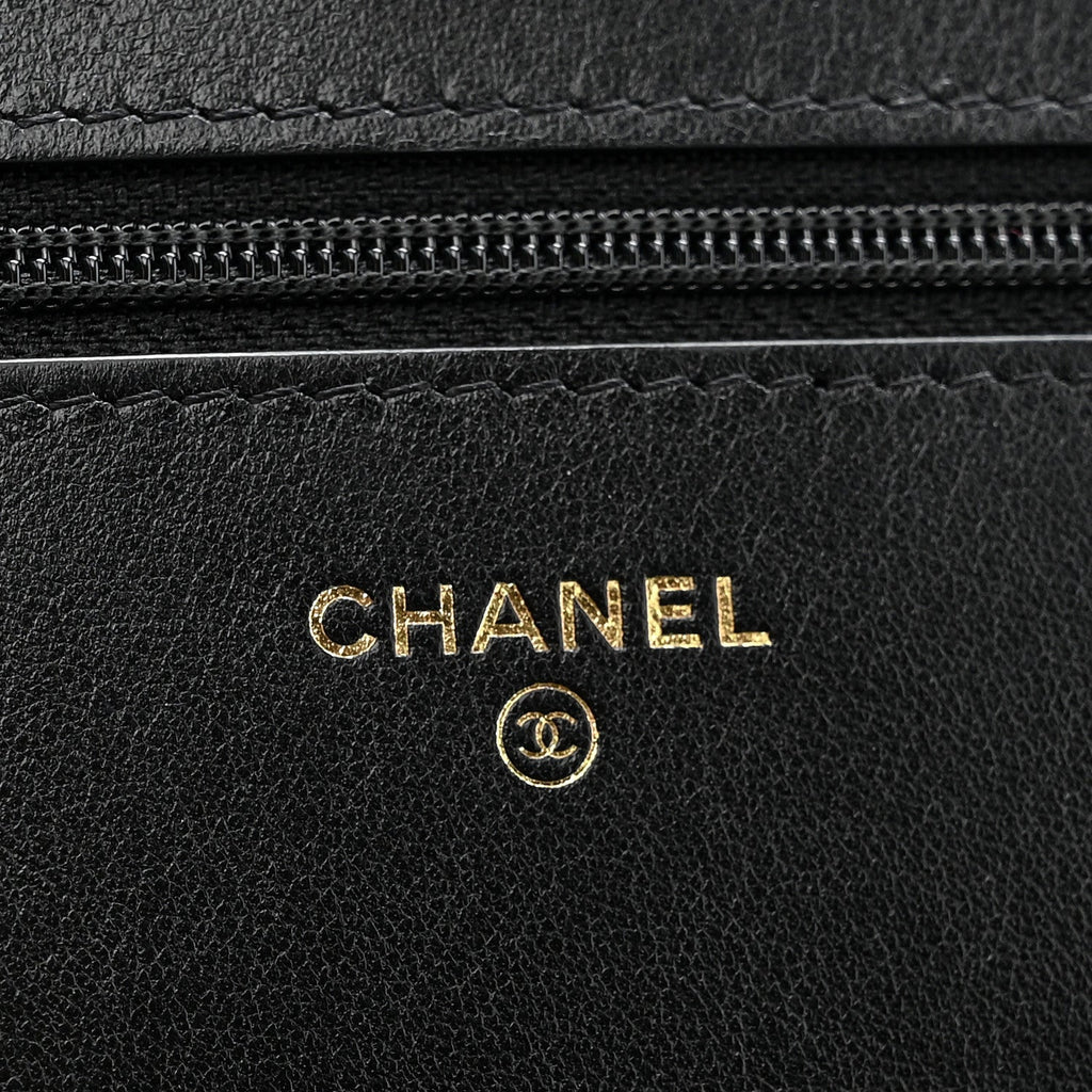 Chanel Lambskin Quilted Chanel 19 Wallet On Chain WOC Black