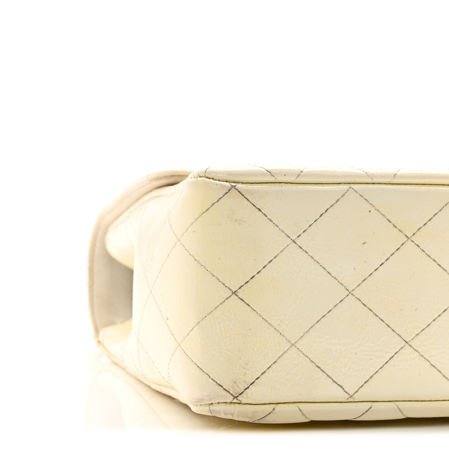 Chanel Distressed Patent Jumbo Single Flap White