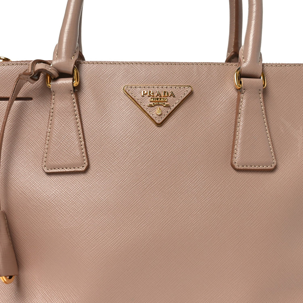 Prada Saffiano Small Galleria Double Zip Tote Cammeo
