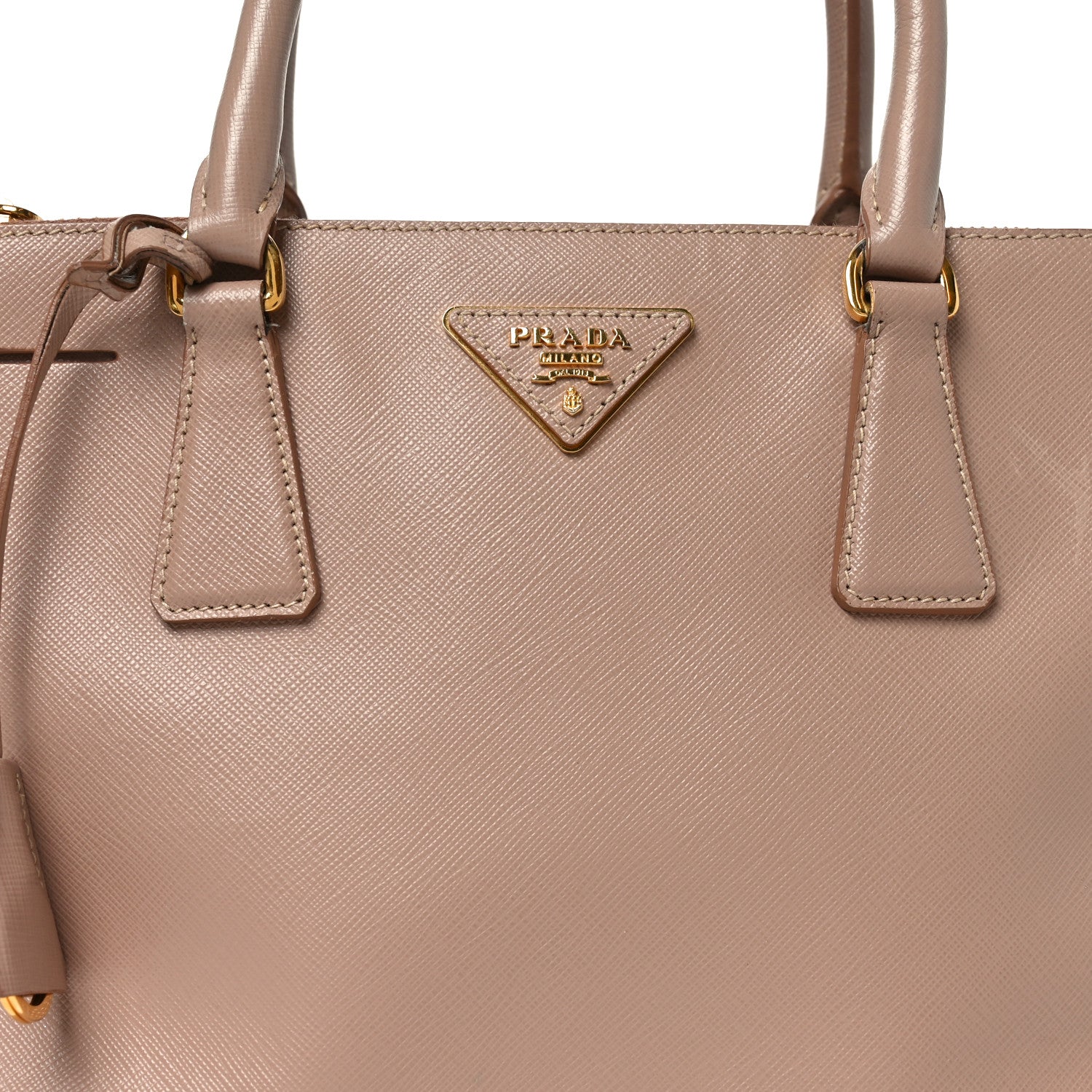 Prada Saffiano Small Galleria Double Zip Tote Cammeo