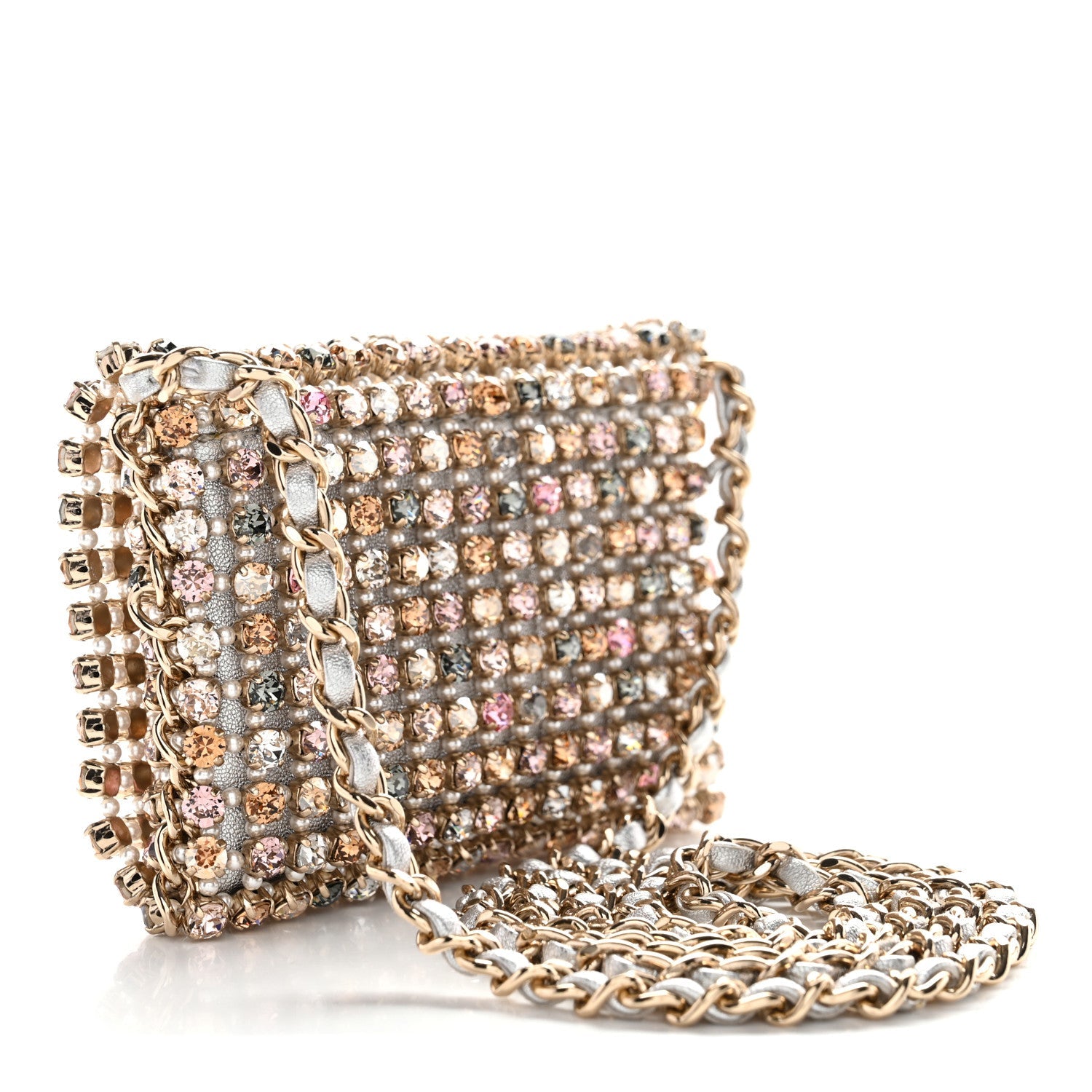 Chanel Metal Pearl Minaudiere CC Mini Evening Bag Multicolor