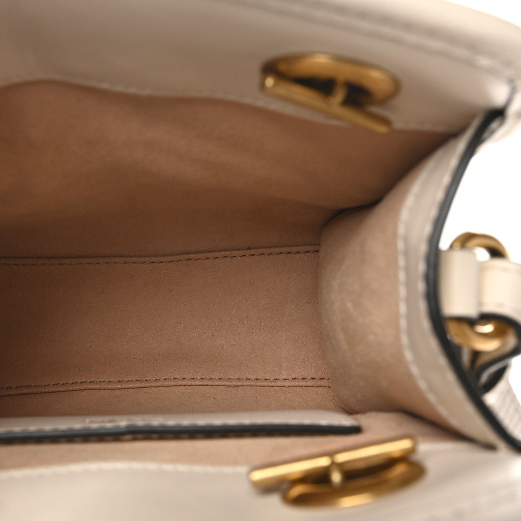 Gucci Calfskin Matelasse Chevron Mini GG Marmont Tote Mystic White