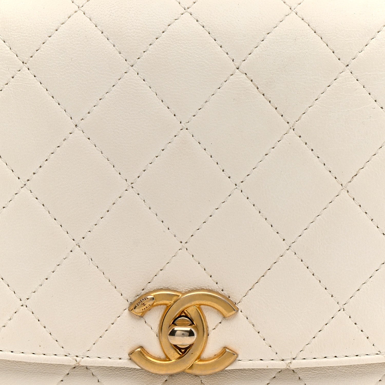 Chanel Lambskin Quilted La Parisienne Top Handle Flap White