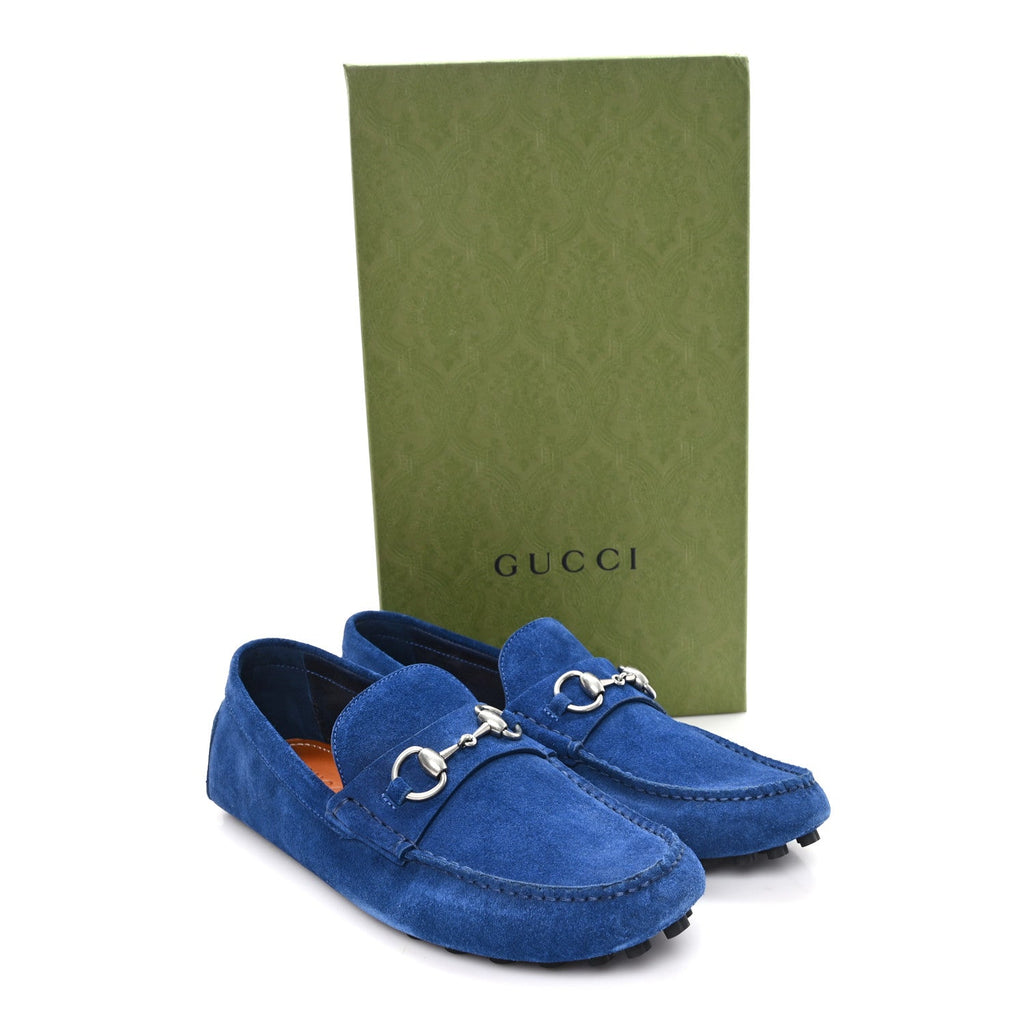 Gucci Suede Mens Horsebit Driver Loafers 7.5 Royale