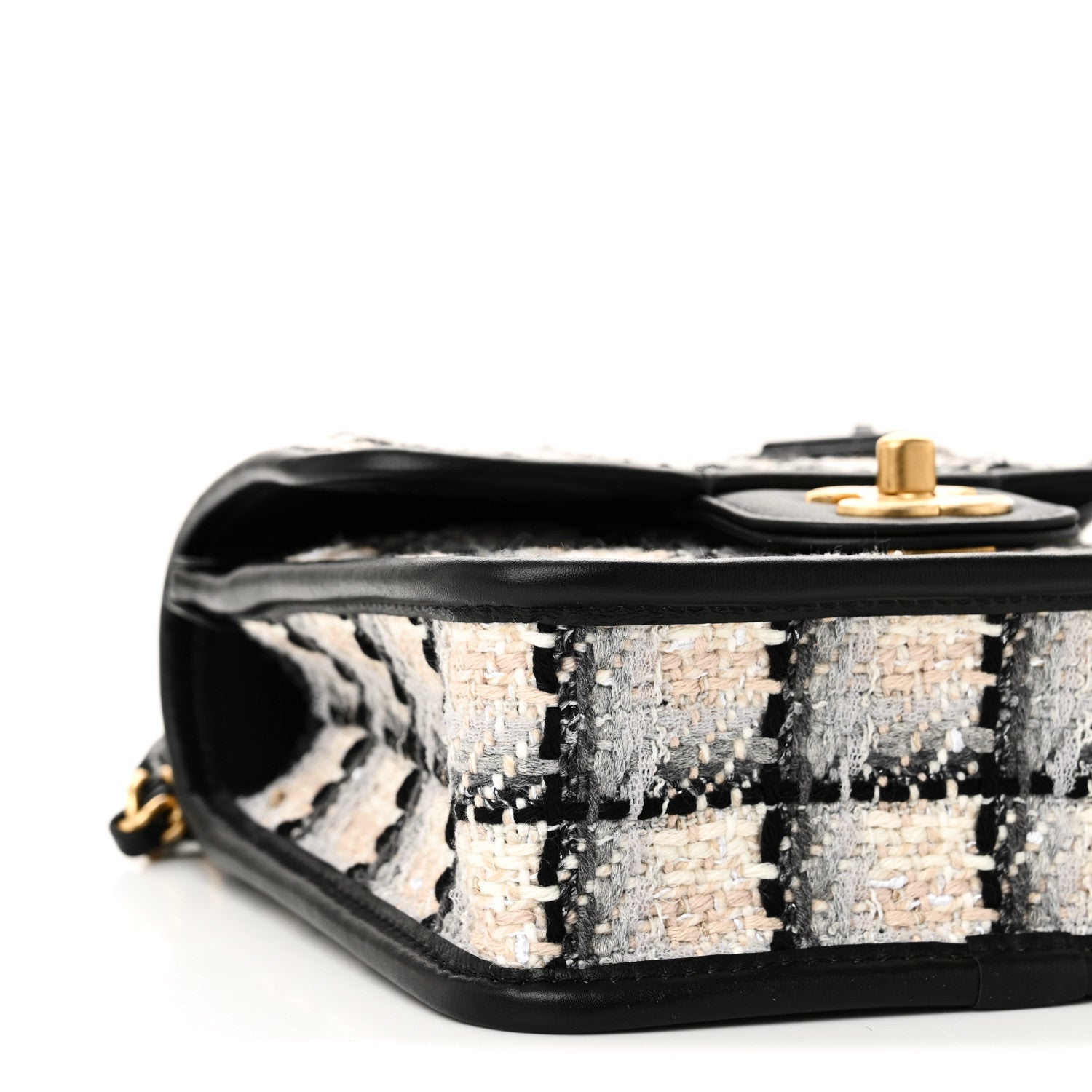 Chanel Tweed Calfskin School Memory Mini Top Handle Flap Ecru Grey Beige Black