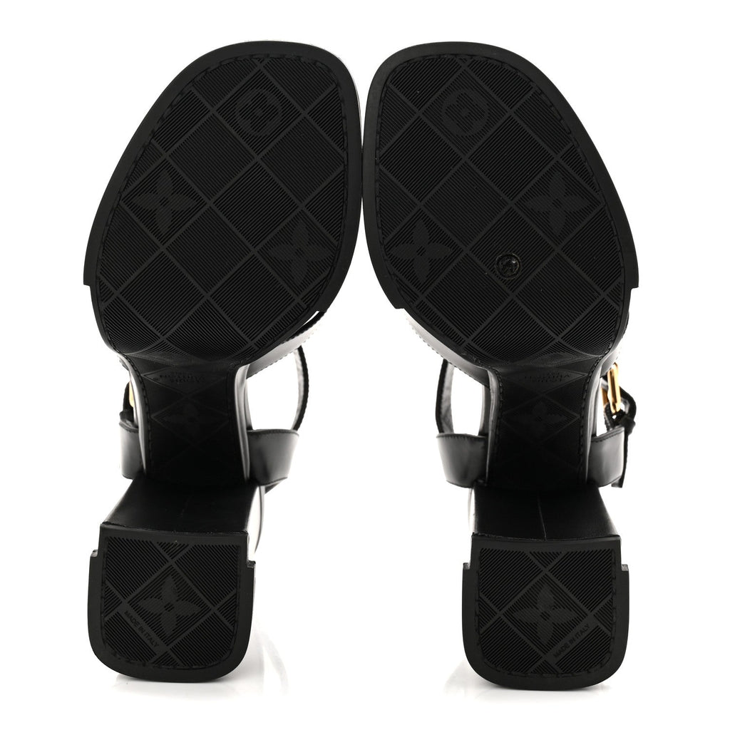 Louis Vuitton Calfskin Maya Platform Sandals 36.5 Black