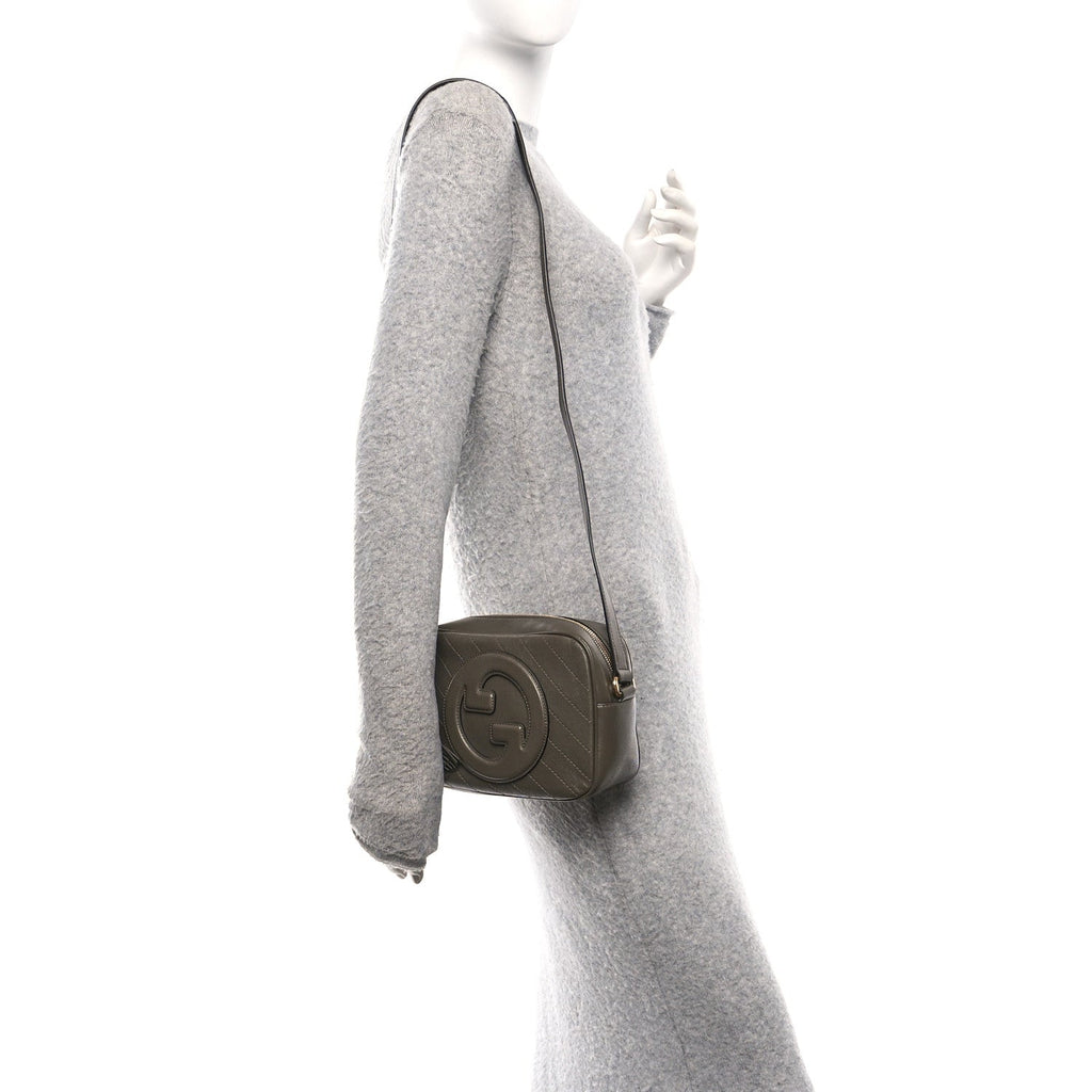 Gucci Sakai Be Green Calfskin Diagonal Stitched Small Blondie Shoulder Bag Craclet Brown
