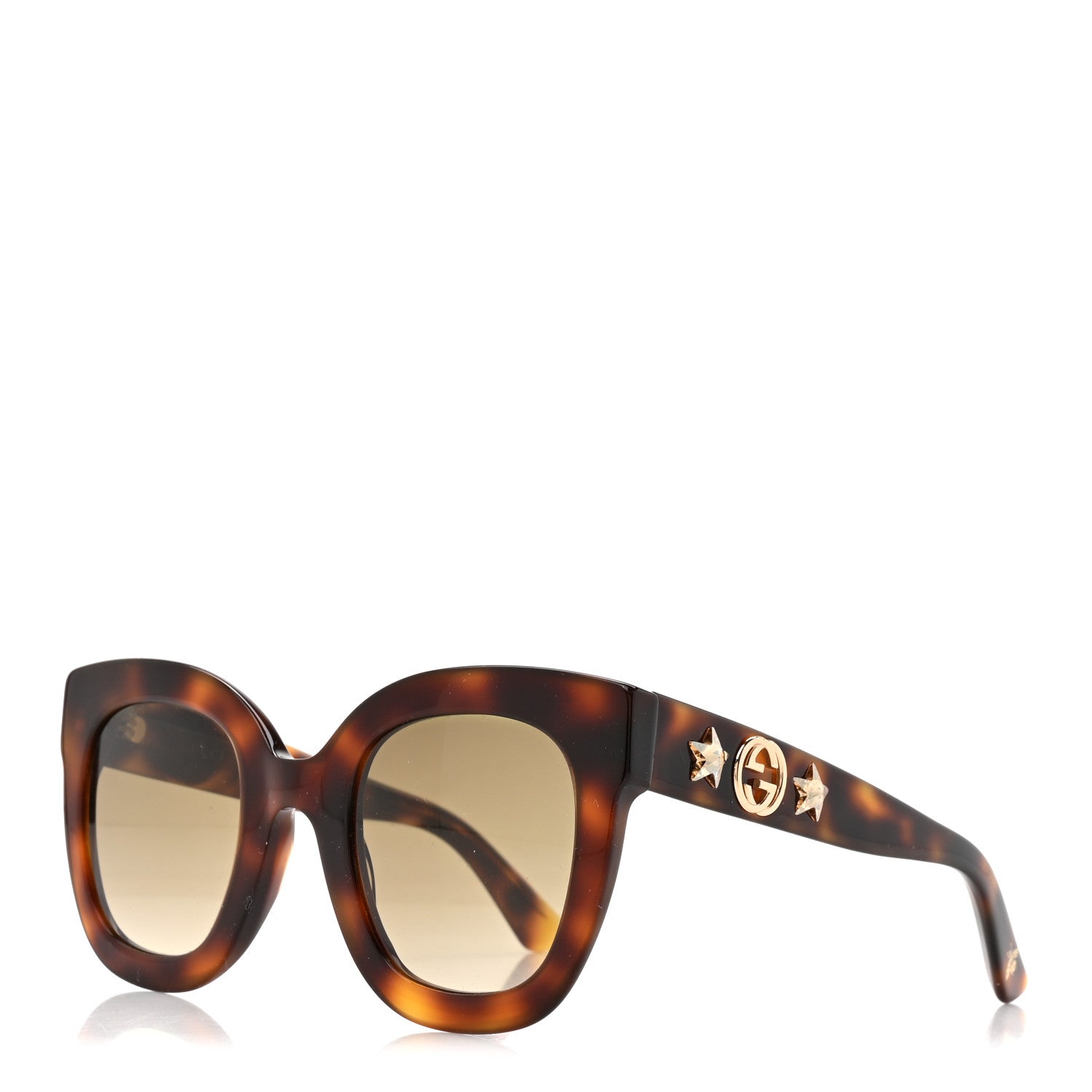 Gucci Round Frame Star Sunglasses GG0208S Tortoise