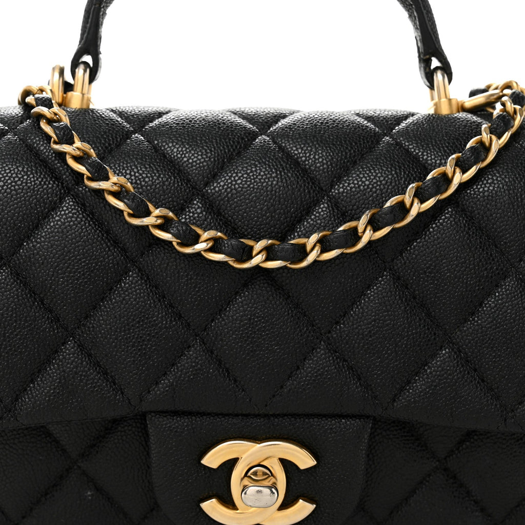 Chanel Caviar Quilted Mini Top Handle Rectangular Flap Black