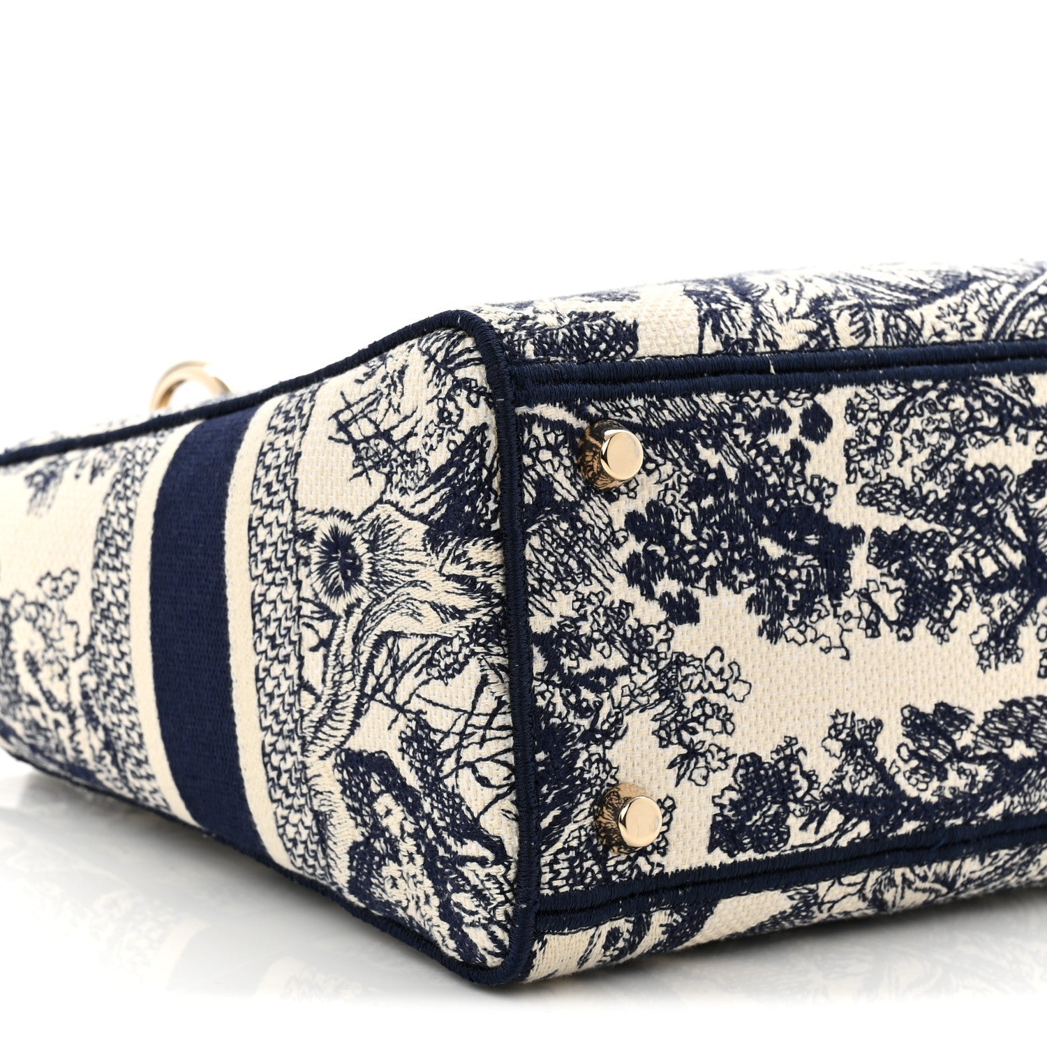 Christian Dior Toile De Jouy Embroidered Medium Lady D-Lite Blue