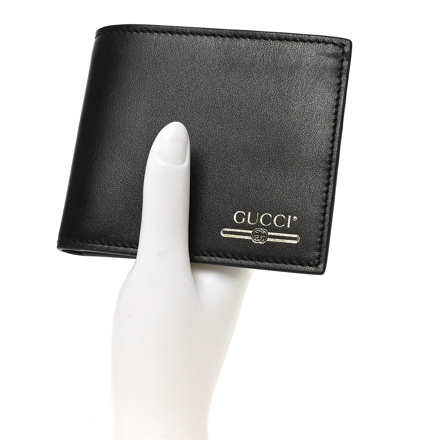 Gucci Plutone Calfskin Logo Bi-Fold Wallet Black