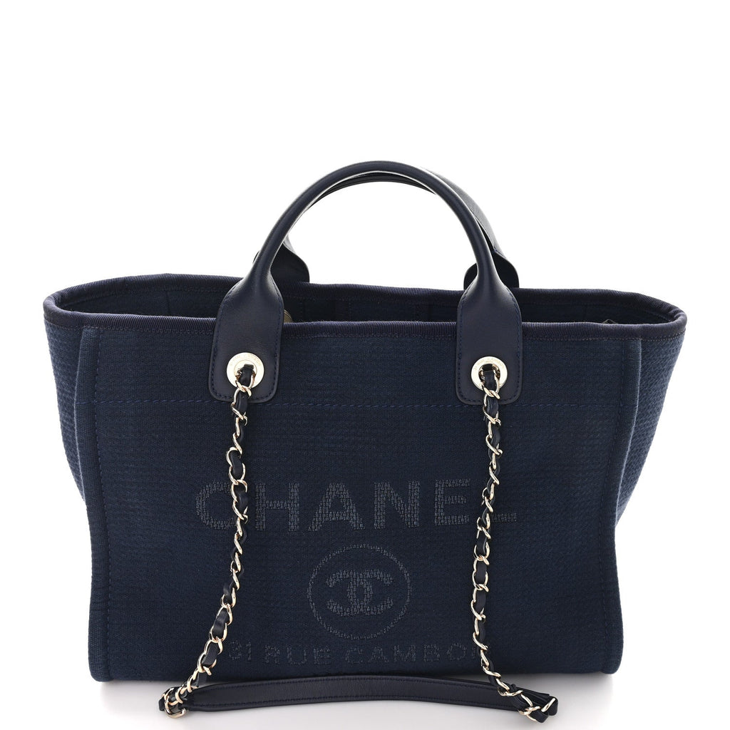 Chanel Mixed Fibers Small Deauville Tote Navy
