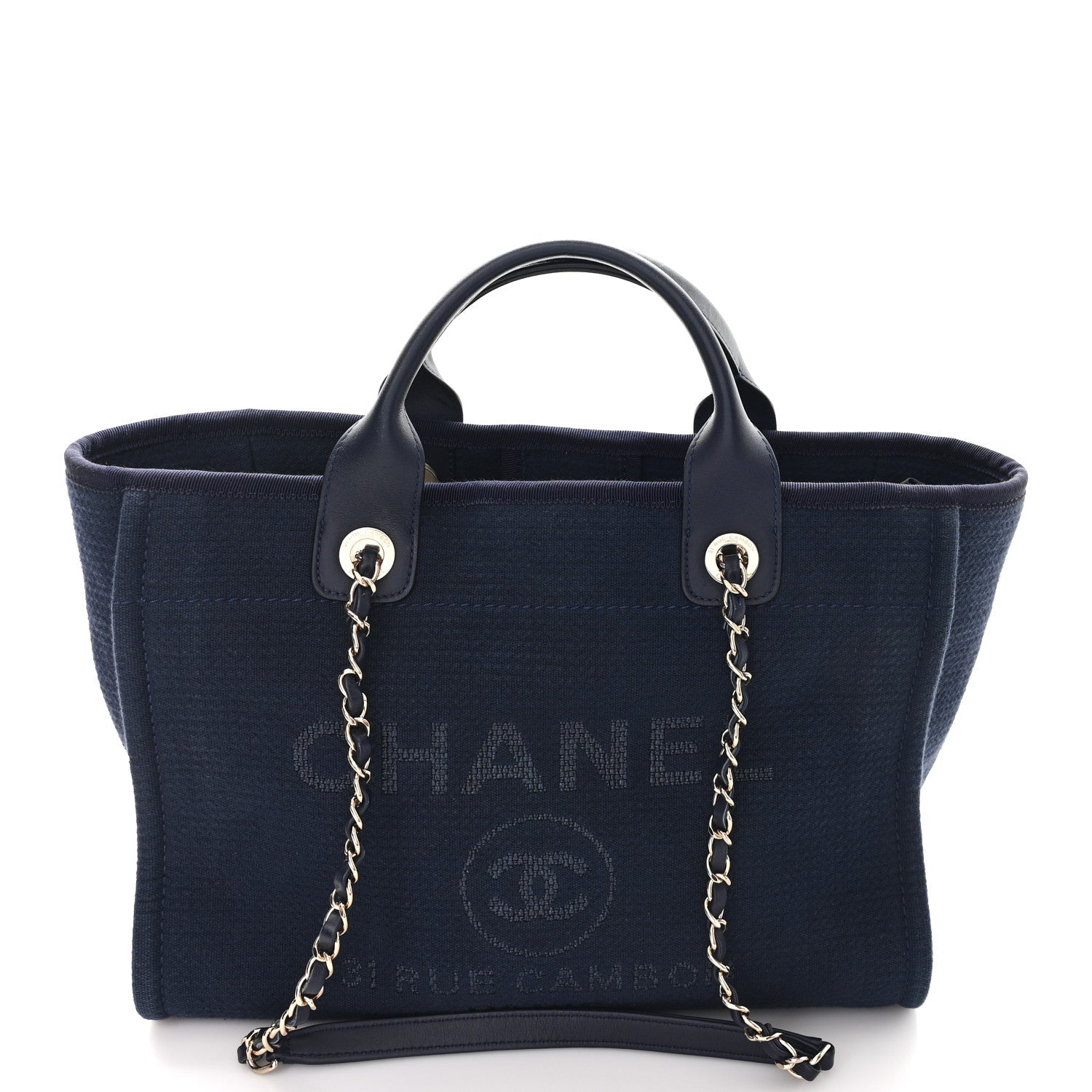 Chanel Mixed Fibers Small Deauville Tote Navy
