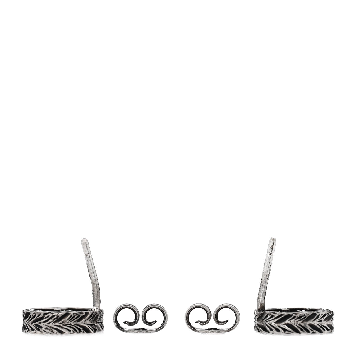 Gucci Sterling Silver Textured Interlocking G Single Stud Earring