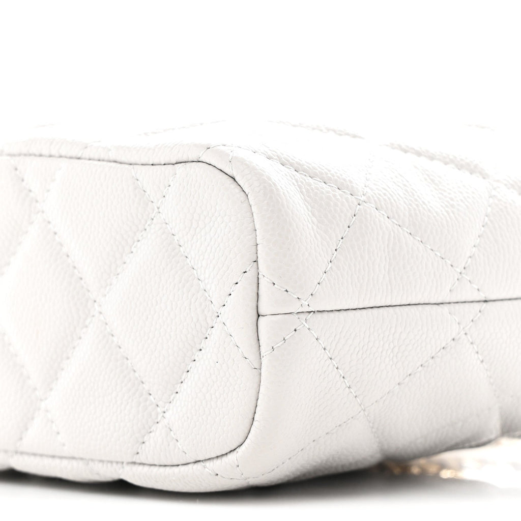 Chanel Shiny Caviar Quilted Hobo Clutch With Chain Light Grey