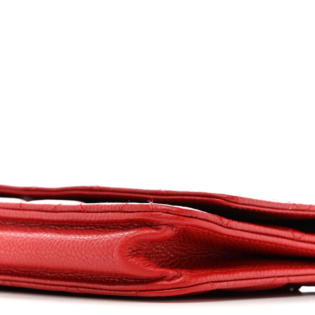 Chanel Caviar Quilted Wallet on Chain WOC Red