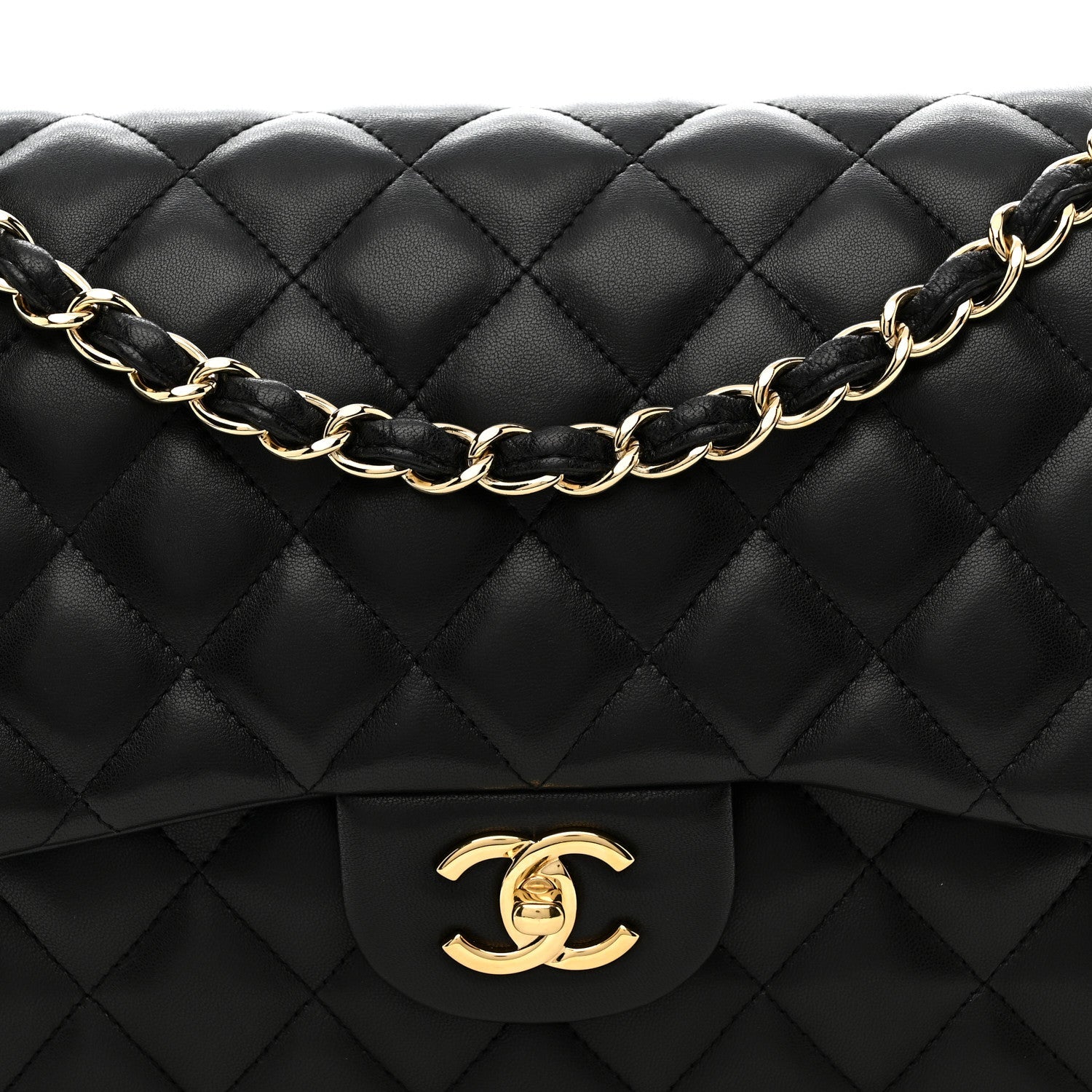 Chanel Lambskin Quilted Jumbo Double Flap Black