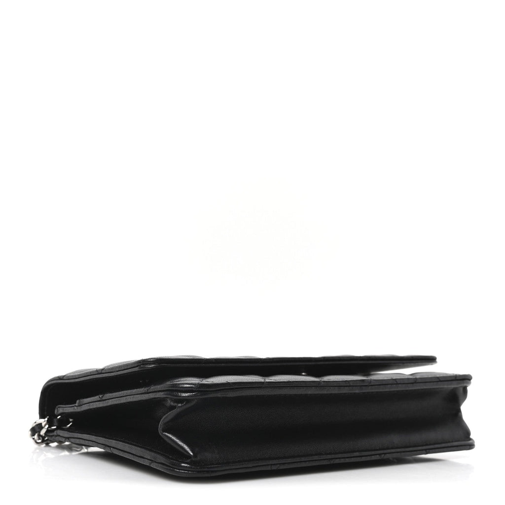 Chanel Lambskin Quilted Wallet On Chain WOC Black