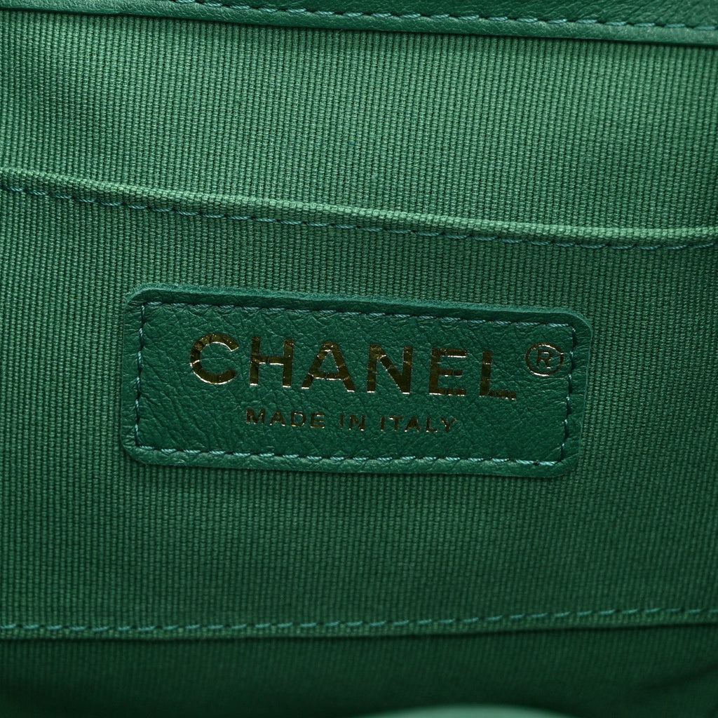 Chanel Lambskin Quilted Small Duma Drawstring Backpack Green