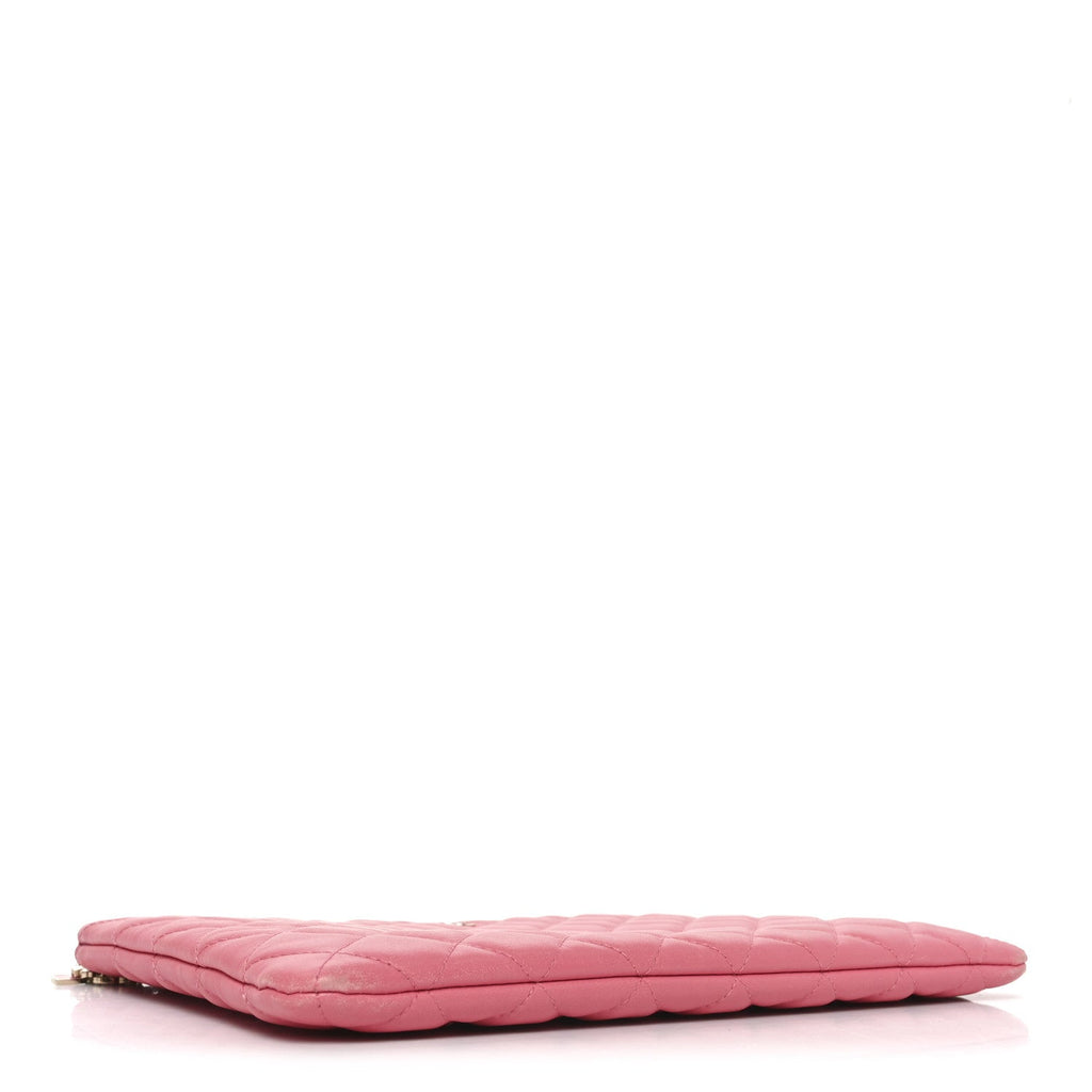 Lambskin Quilted Medium Casino Beauty CC Cosmetic Case Fuchsia