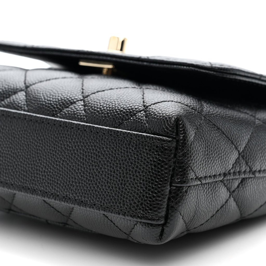 Chanel Caviar Quilted Coco Handle Clutch With Chain Black