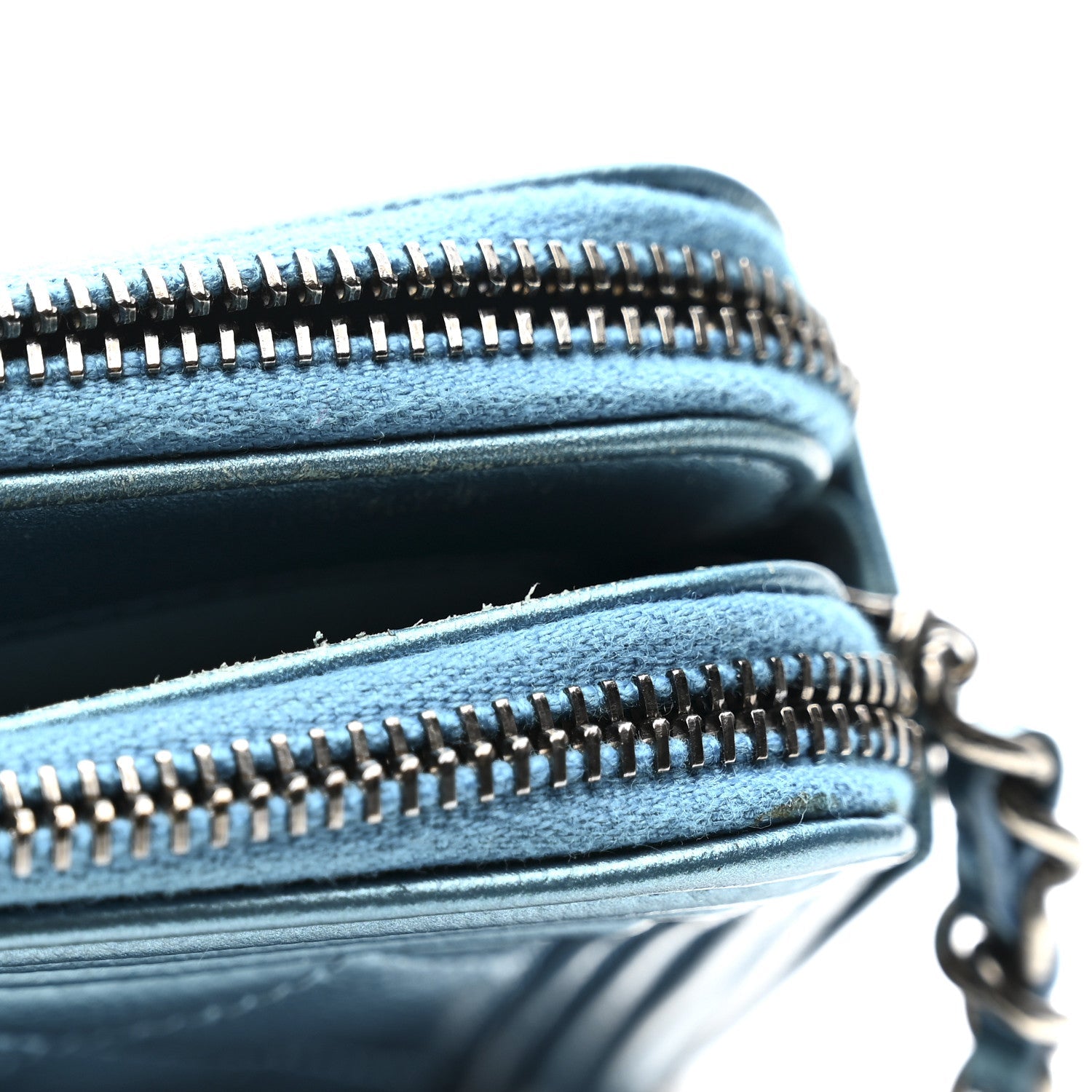 Chanel Metallic Caviar Quilted Small Boy Clutch With Chain Turquoise