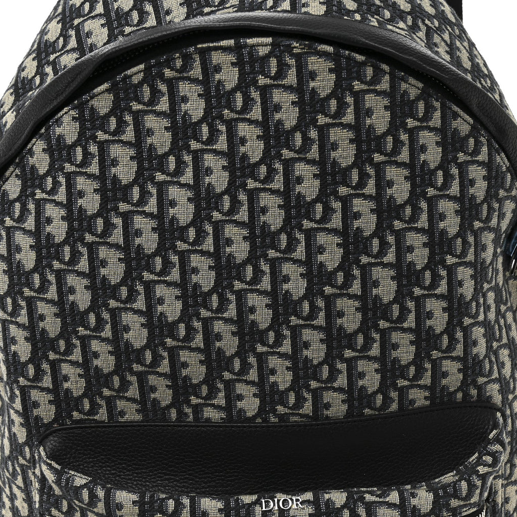 Christian Dior Oblique Calfskin Rider Backpack Beige Black