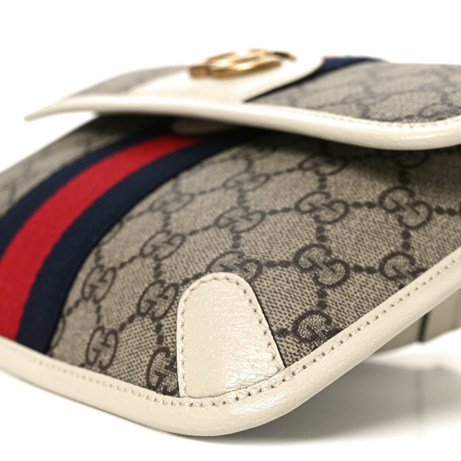 Gucci GG Supreme Monogram Web Small Ophidia Belt Bag 85 34 Beige Ebony White