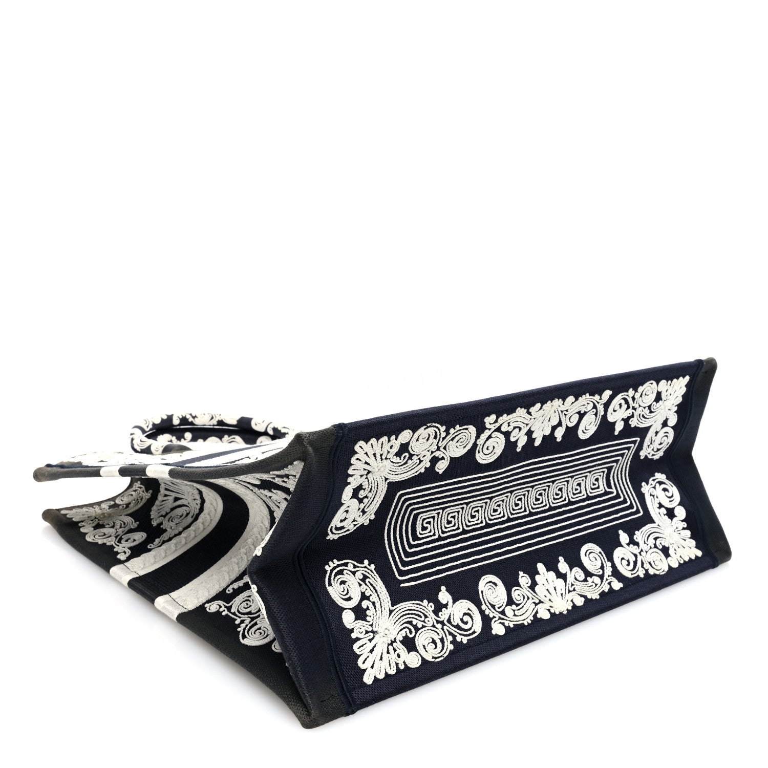 Christian Dior Canvas Embroidered Cornely Book Tote Blue White