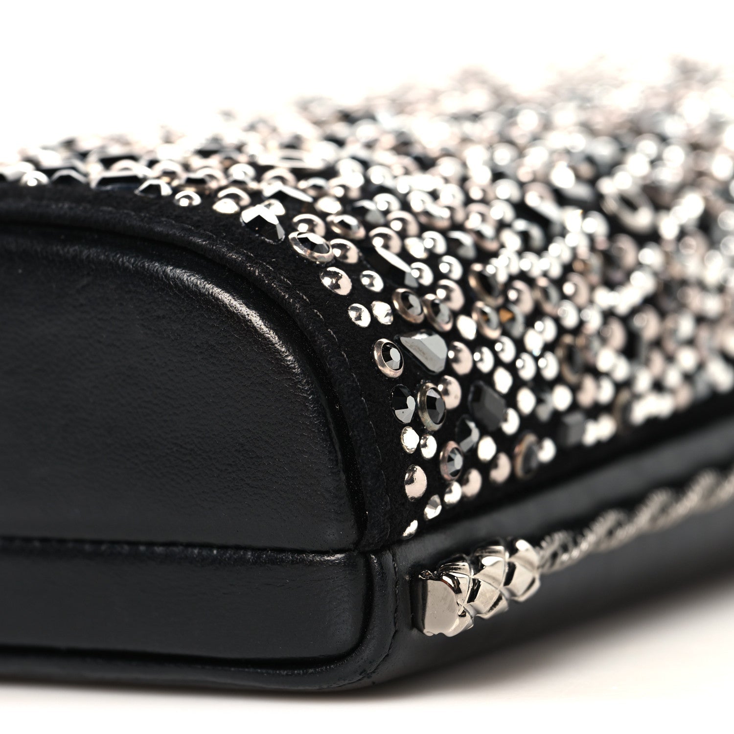 Chanel Crystal Calfskin Minaudiere Clutch Black