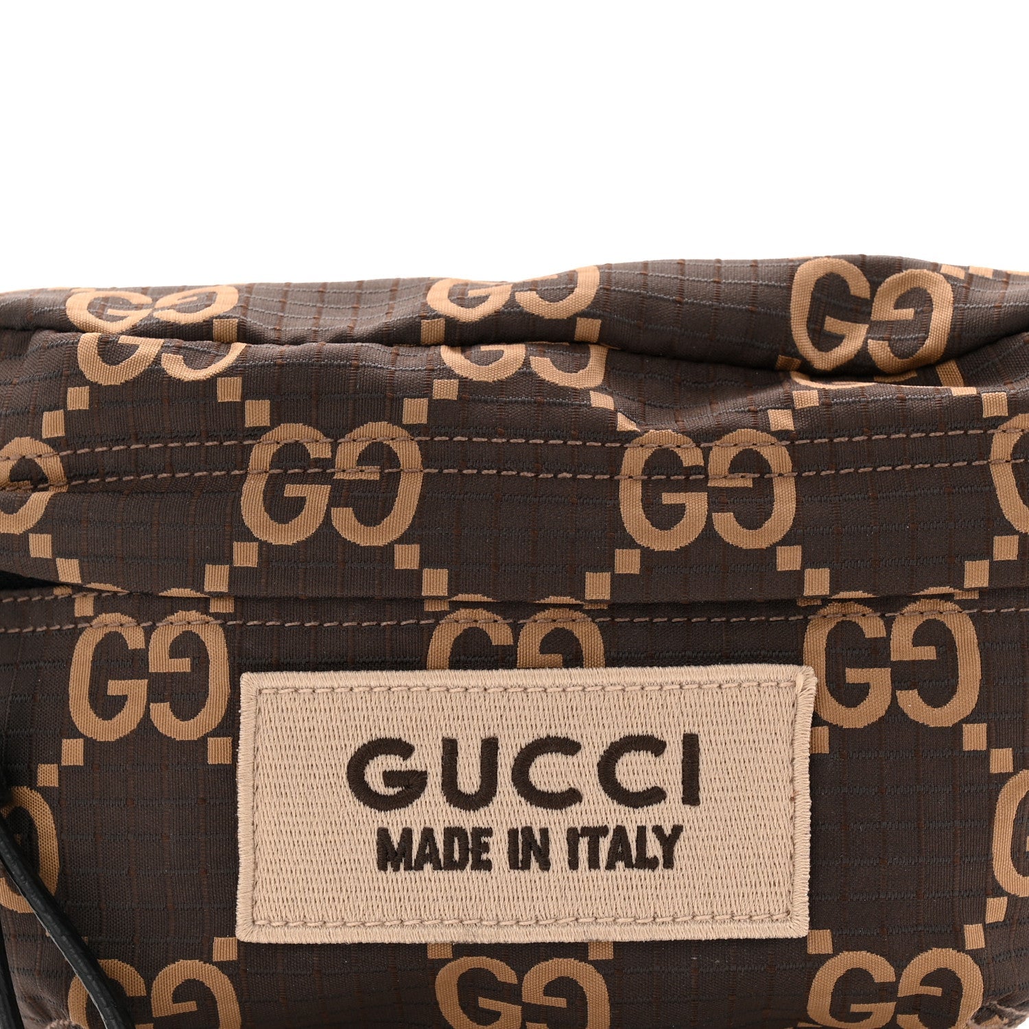 Gucci Recycled Polyester Monogram Jumbo GG Belt Bag Ebony Beige
