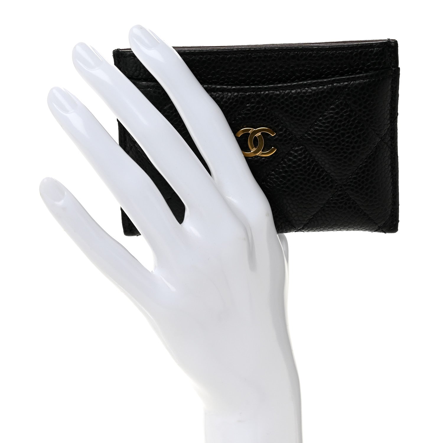 Caviar Quilted Card Holder Black
