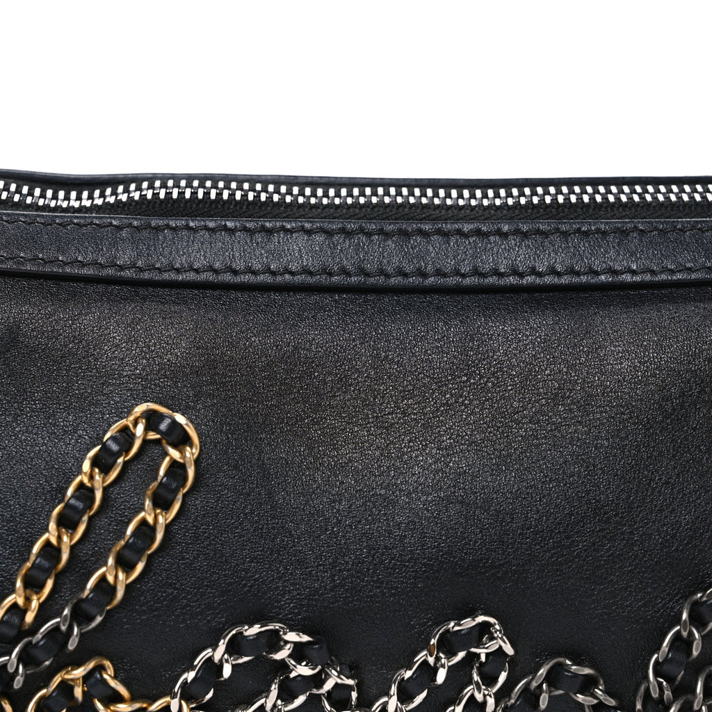 Chanel Metallic Lambskin Signe Bowling Bag Black