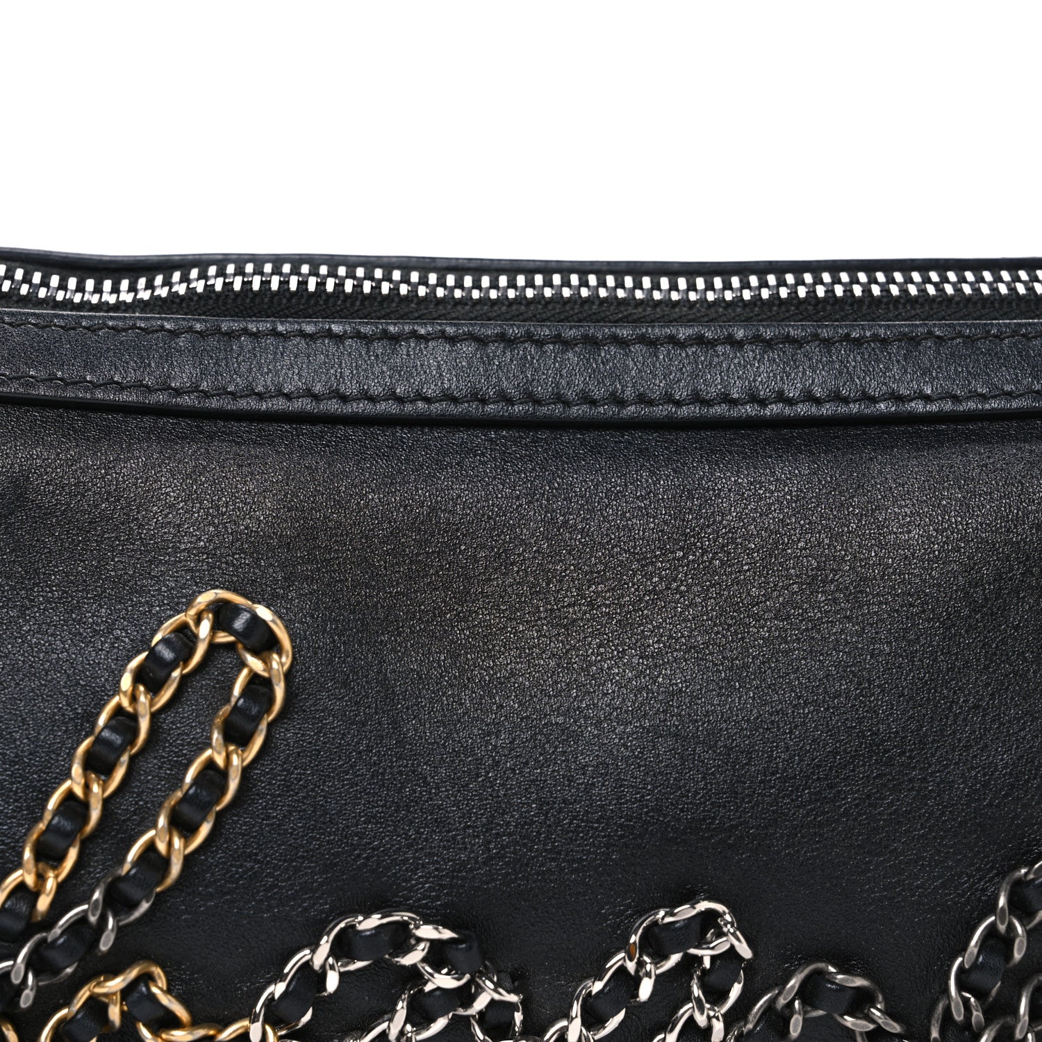 Chanel Metallic Lambskin Signe Bowling Bag Black