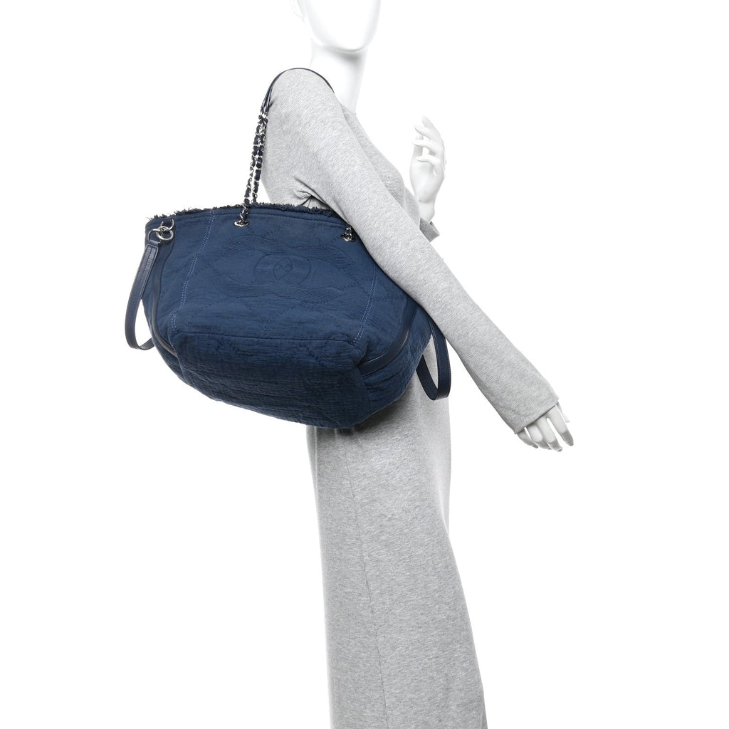 Chanel Canvas Small Double Face Tote Navy
