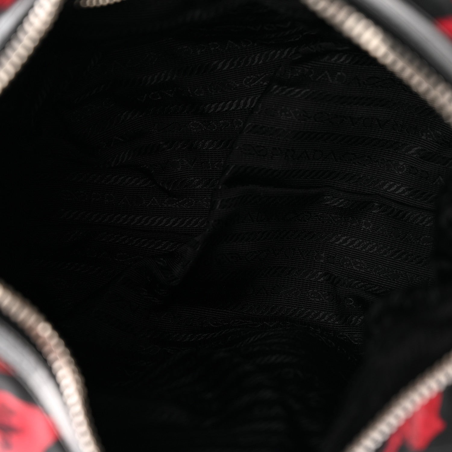 Prada Tessuto Nylon Rose Shoulder Bag Black Rosso