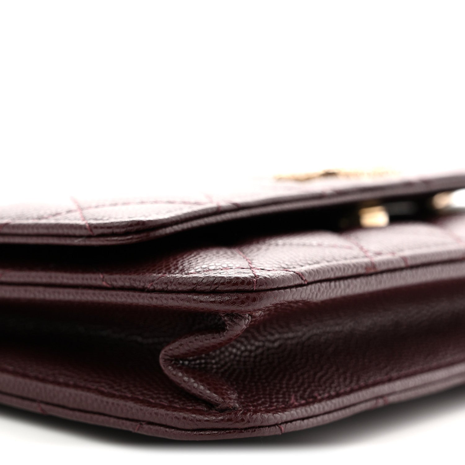 Chanel Shiny Caviar Quilted Strass Wallet On Chain WOC Bordeaux
