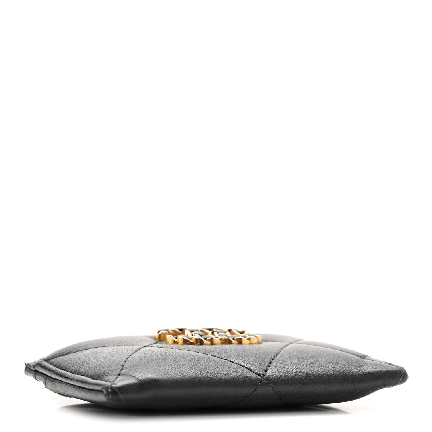 Lambskin Quilted Chanel 19 Card Holder Black
