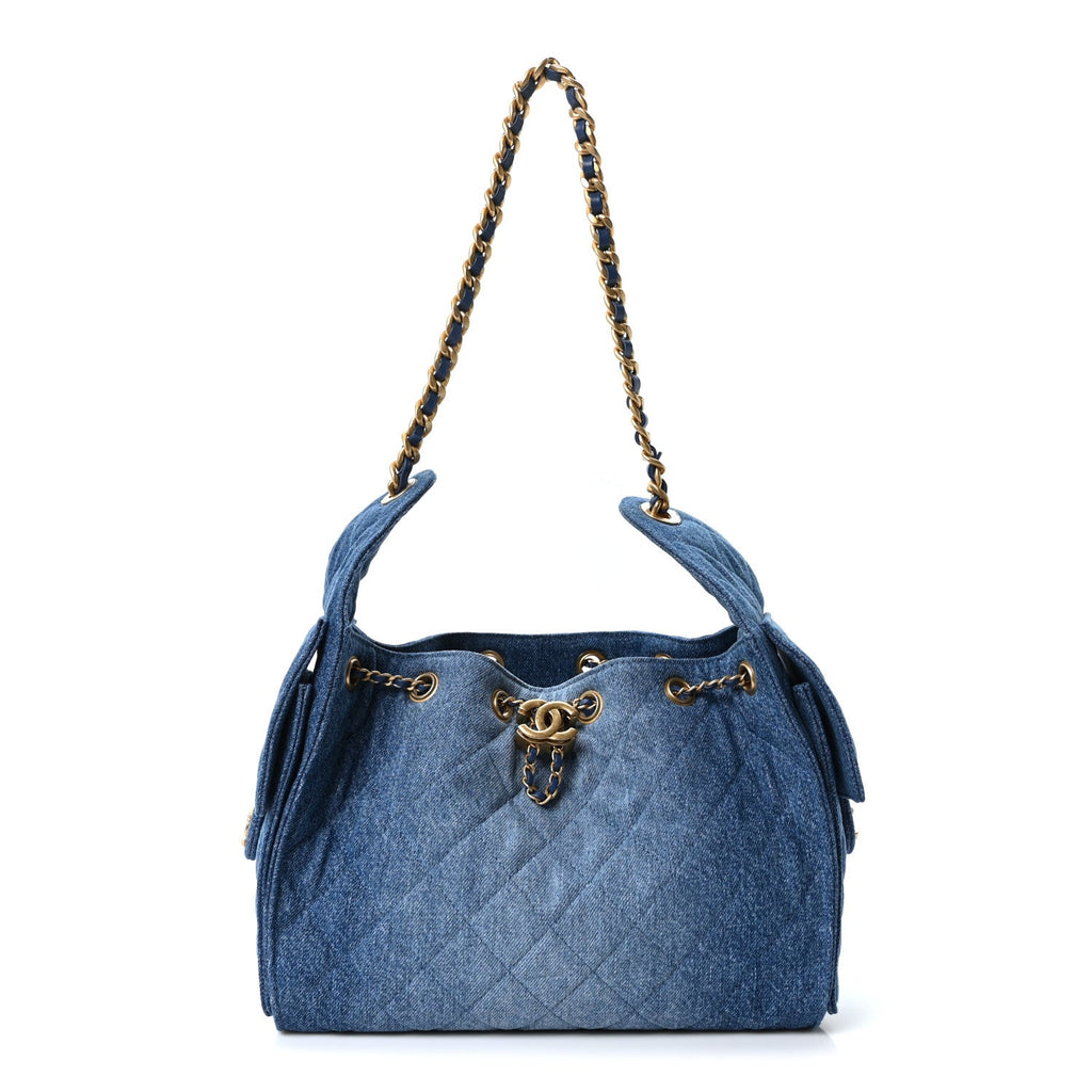 Chanel Washed Denim Quilted Small Chanel 25 Handbag Blue