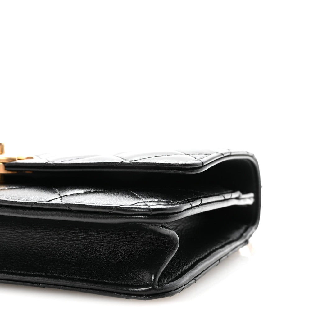 Chanel Calfskin Quilted Perfect Fit Wallet On Chain WOC Black