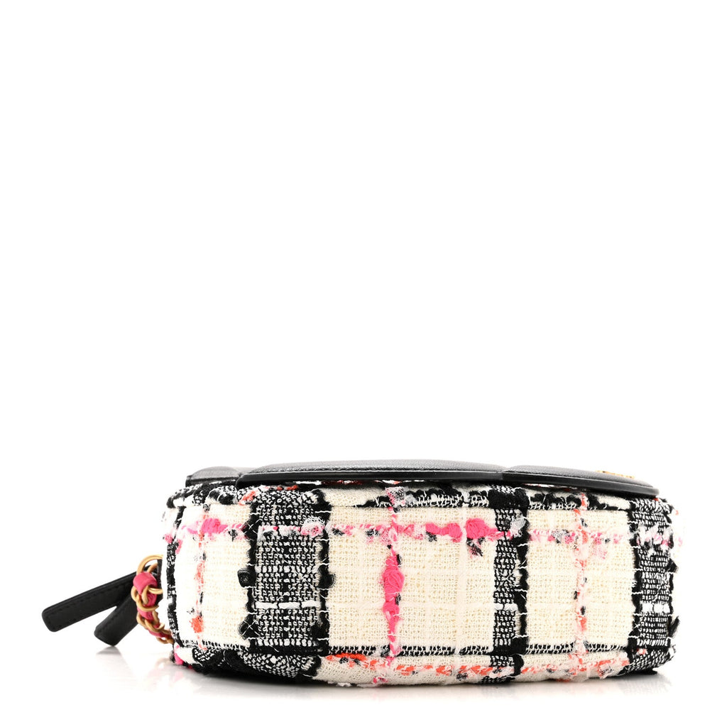 Chanel Tweed Lambskin Quilted Coco Midnight Camera Case White Black Multicolor
